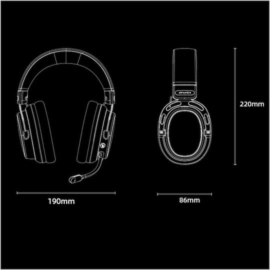 Awei AT36 Ασύρματο Over Ear Gaming Headset με σύνδεση Bluetooth