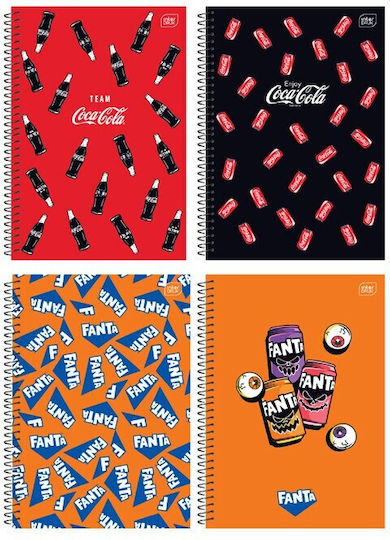 interDRUK Spirale Schulfachheft A4 60 Papiereinlagen 2 Themen Coca Cola (Verschiedene Designs oder Farben)