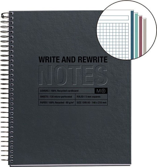 Miquelrius Spiral School Notebook Ruled A5 120 Paper Sheets Black