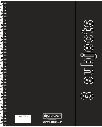 Booksite Spiral Ruled A4 Notebook 3 Subjects Black