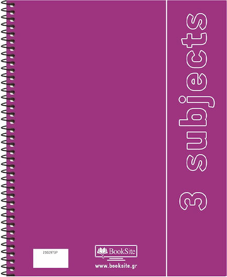 Booksite Σπιράλ Τετράδιο Ριγέ Α4 3 Θεμάτων Μωβ