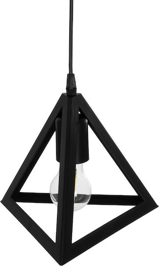 GloboStar Triangle Hängelampe Schwarz mit Fassung E27 24x24x86cm.