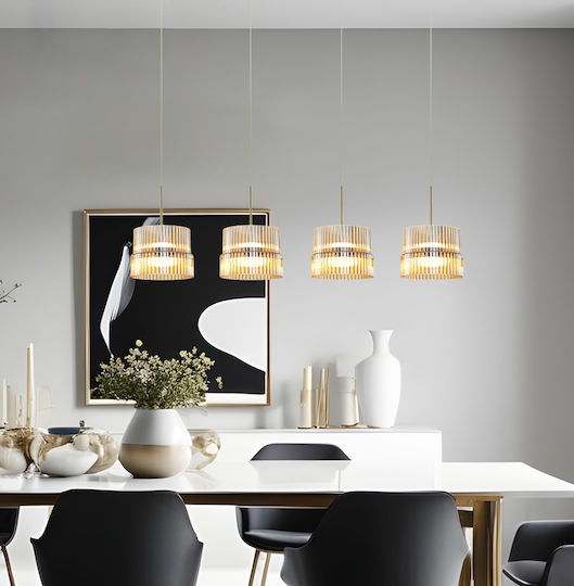 Viokef Luxe Κρεμαστό Φωτιστικό Μελί 90x14.8x170εκ. Viokef Luxe Κρεμαστό Φωτιστικό Μελί 90x14.8x170εκ.