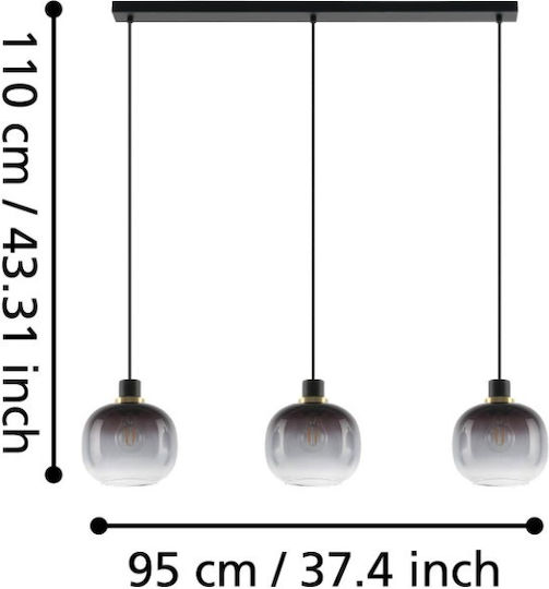 Eglo Oilella Lustră Negru Calea ferată cu Dulie E27 95x110cm.