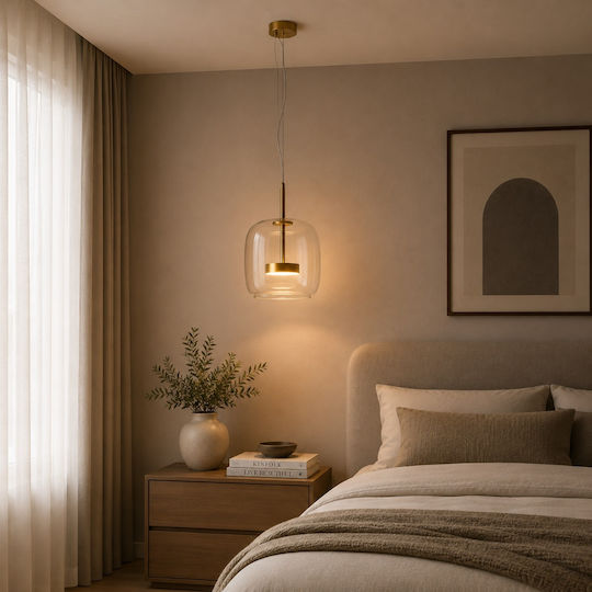 Artekko Κρεμαστό Φωτιστικό Διάφανο LED 26x26x25εκ.