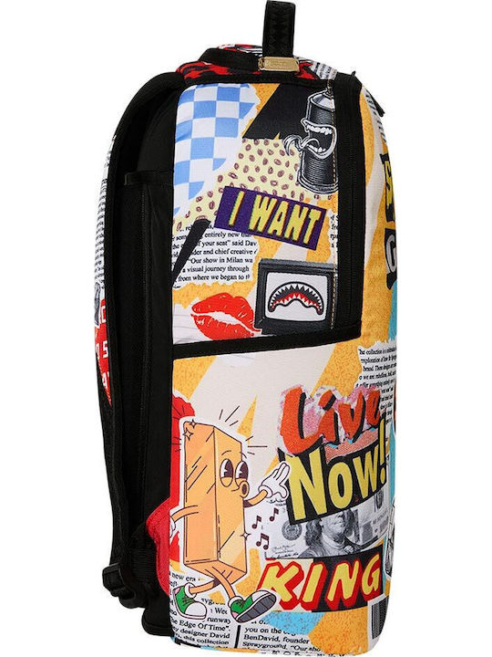 Sprayground Lips Magazine Collage Σχολική Τσάντα Πλάτης Γυμνασίου - Λυκείου Πολύχρωμη 29 x 15 x 46εκ