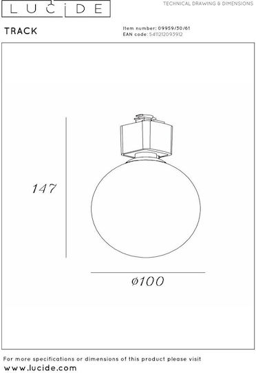 Lucide Lightning Track Ceiling Mount Light with Socket G9