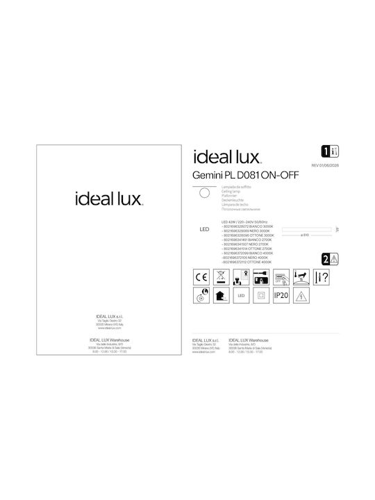 Ideal Lux Deckenleuchte 81cm LED Ideal Lux Deckenleuchte 81cm LED