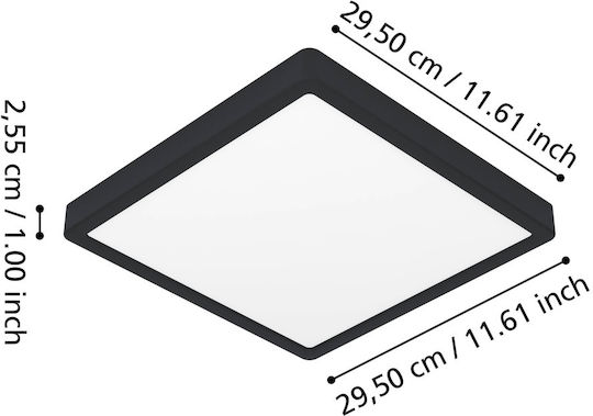 Eglo Fueva Mount Ceiling Light Bathroom 29.5cm with Integrated LED