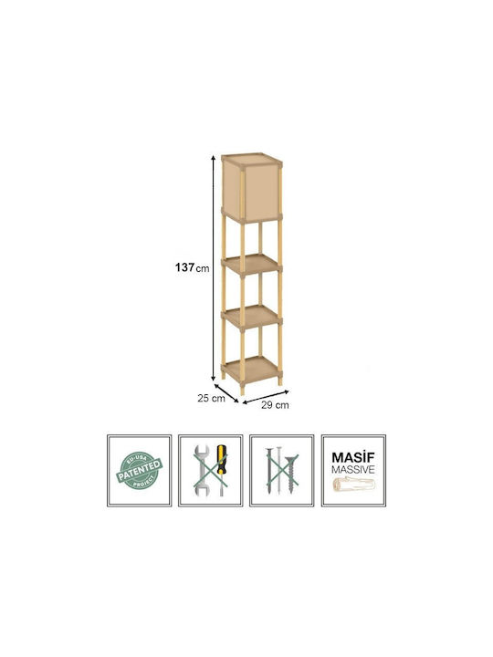 FixWood Floor Lamp H137xW29cm. with Socket for Bulb E27 Beige