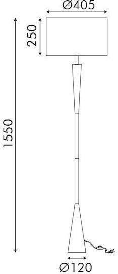Aca Plann Stehleuchte H155xB40.5cm. mit Fassung für Lampe E27 Schwarz