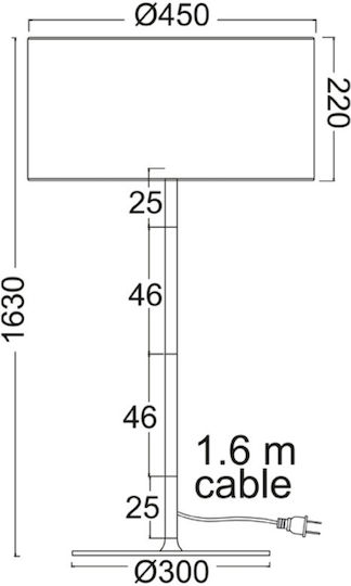 Aca Aca Textile Stehlampe H165xM45cm mit Lampenbirnensockel für E27 Schwarz/Wood