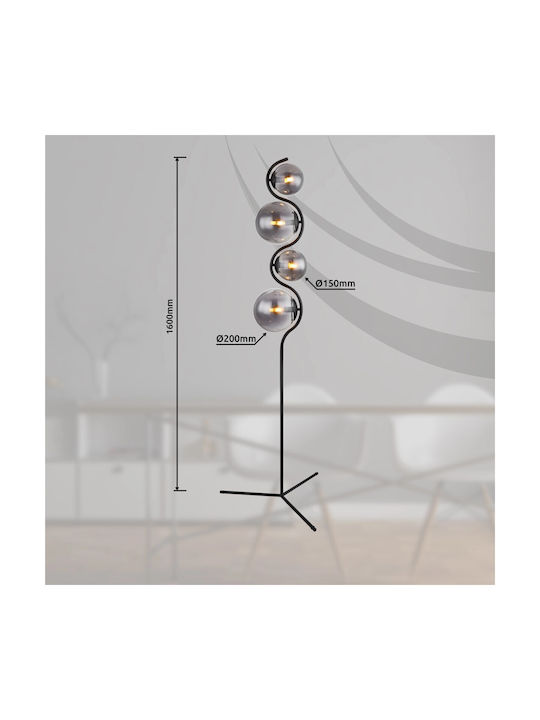 Globo Lighting Подова Лампа В160xД66см. с Цокъл за Крушка E14 Черен