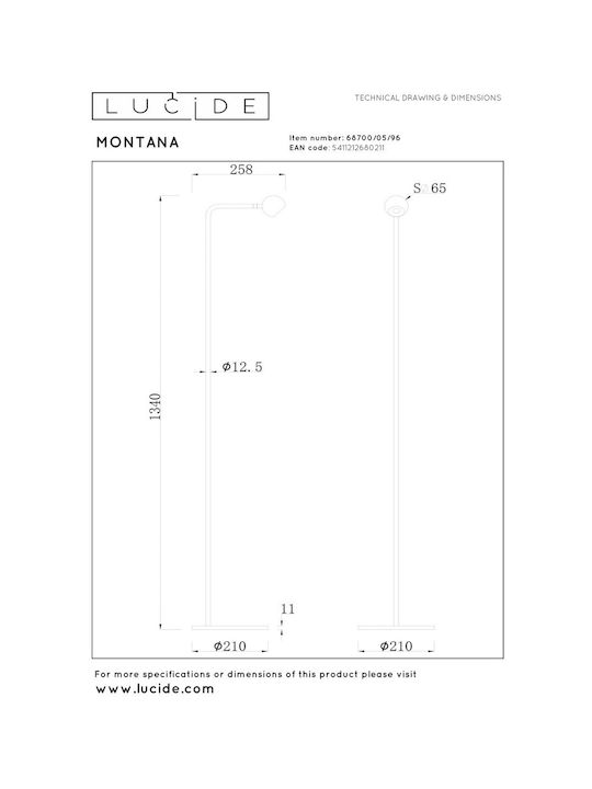 Lucide Lightning Montana Stehleuchte Braun