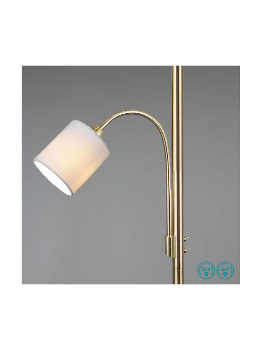 Trio Lighting Hotel Подова Лампа В170xД40см. с Цокъл за Крушка E27 Бял