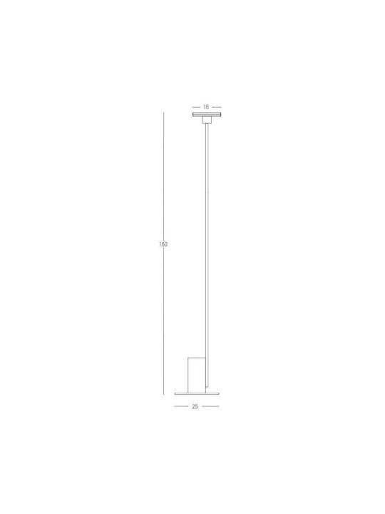 Zambelis Lights LED Floor Lamp H160xW25cm. with Warm White Light 1200lm Black