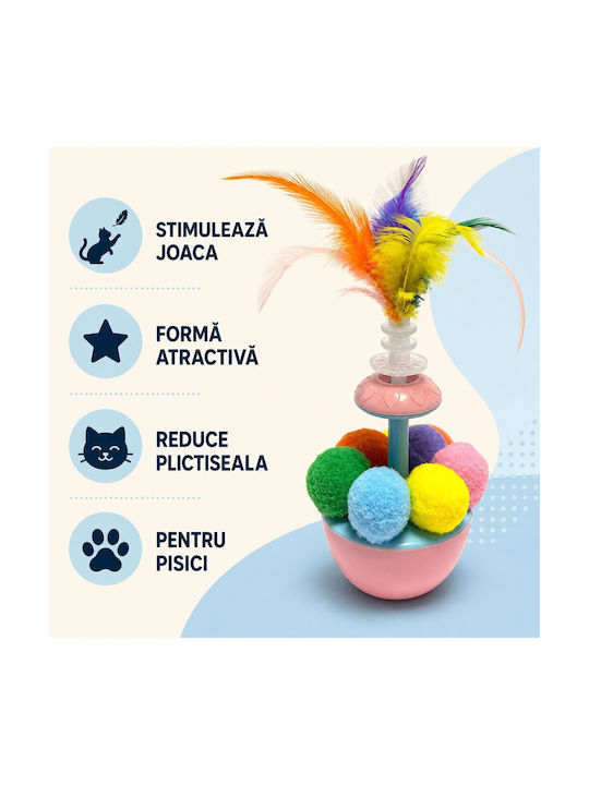 Interactive Cat Toy Feathers Balls Pink
