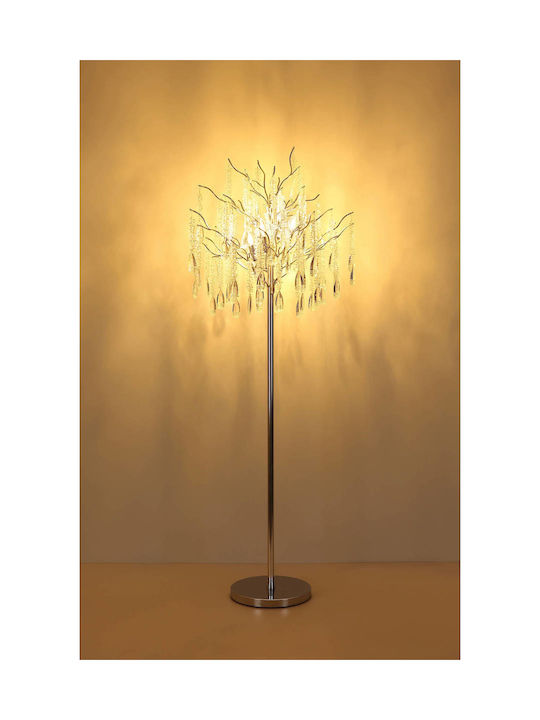 Globo Lighting Флоресцентна Лампа За Под Височина 165см С Цокъл За Крушка E14 Сребриста