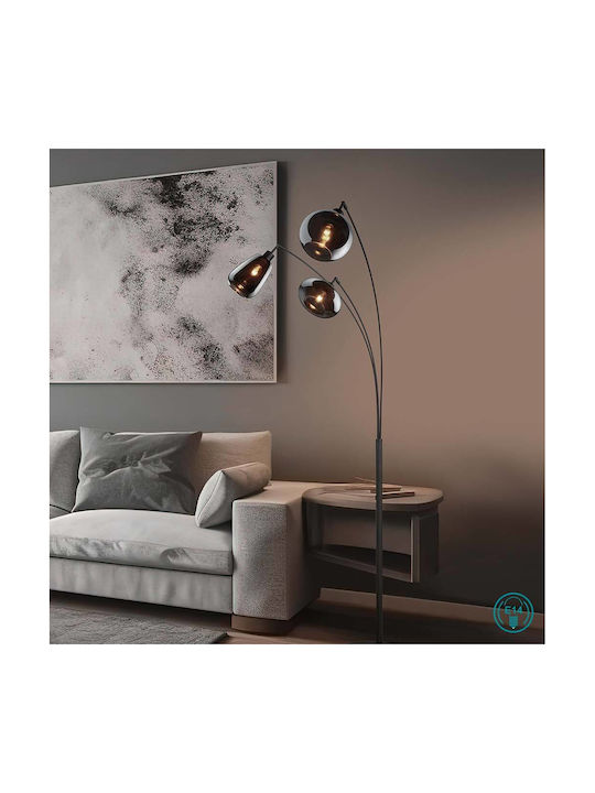 Trio Lighting Lumina Lampa de podea Î200xL72cm. cu Soclu pentru Bec E14 Negru