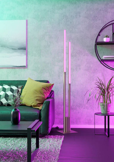 Eglo Fraioli LED Floor Lamp H175.5xW28cm. with RGBW Light Silver