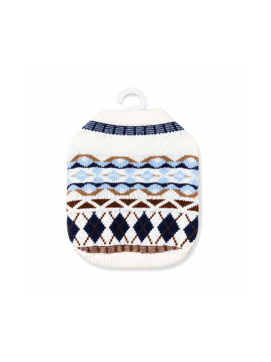 Knitted Sweater Small Dogs Nordic Pattern White-blue