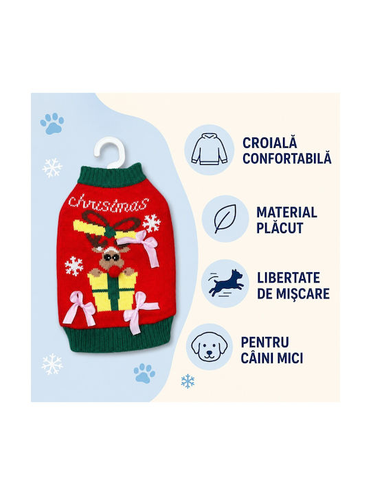 Pulover Tricotat De Crăciun Pentru Câini Mici Cadou Roșu-Verde