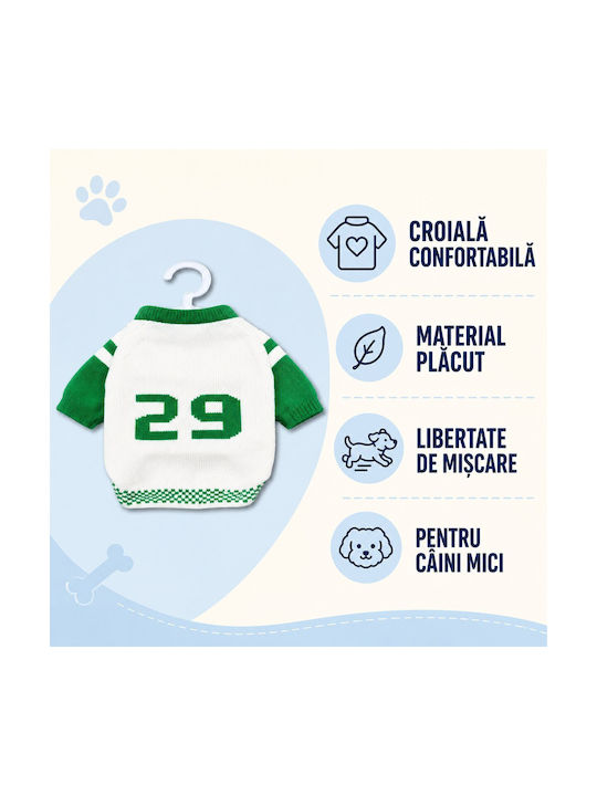 Knitted Sweater Small Dogs Sport Design White-green