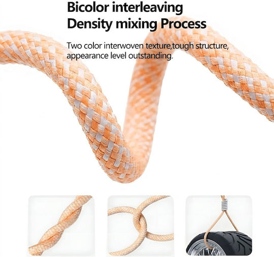 Leewello Braided Cable USB-C male - USB-C 60W PD Πορτοκαλί 1m 6901777832075-ORG