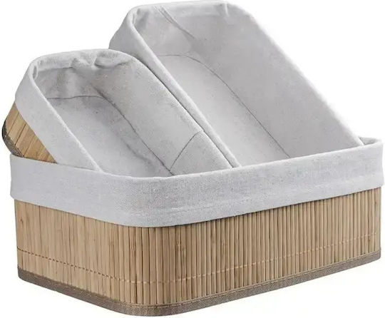 Set Coșuri Decorative Din Bambus Bej 3 Bucăți