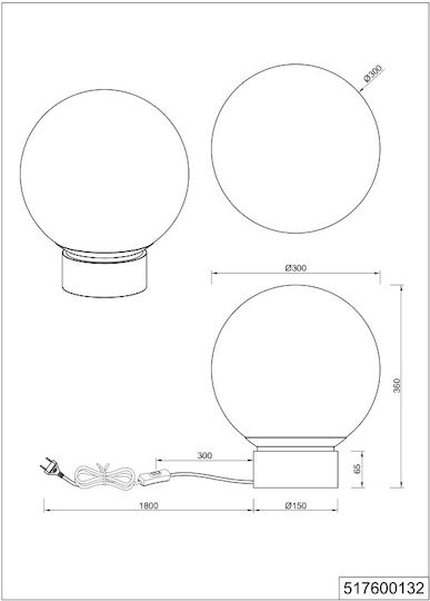 Cinque Dekorative Lampe mit Fassung für E27 Lampe Schwarz