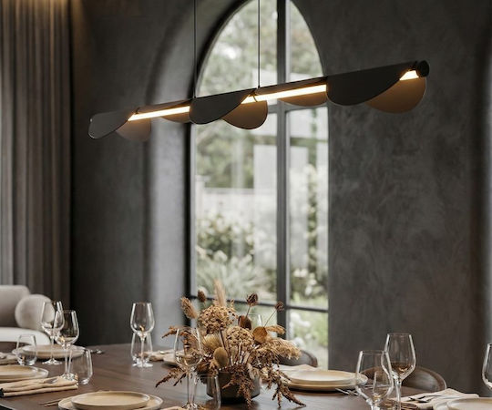 Luma Black LED Pendant Ceiling Light with Warm White Light Rail