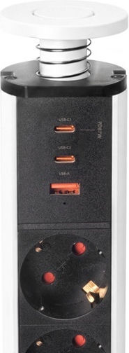 Emuca Τριπλή Πρίζα Ρεύματος με 1 Θύρα USB με Καπάκι Λευκή