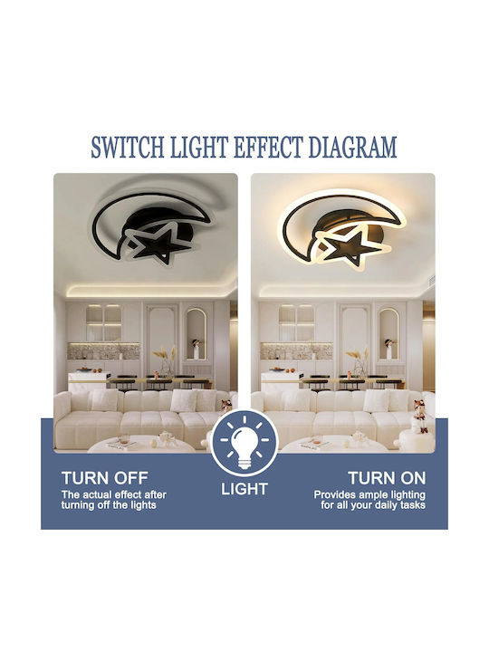 Lightplanet Inteligent Plafonieră de Tavan Neagră cu LED Integrat