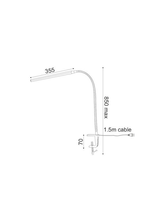 Aca LED Lumină de Birou cu Braț Flexibil Înălțime: 85cm în Culoarea Negru