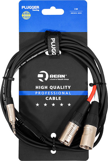 Plugger XLR-Kabel 2 x XLR-Stecker - 3,5 mm Stecker Schwarz 3m