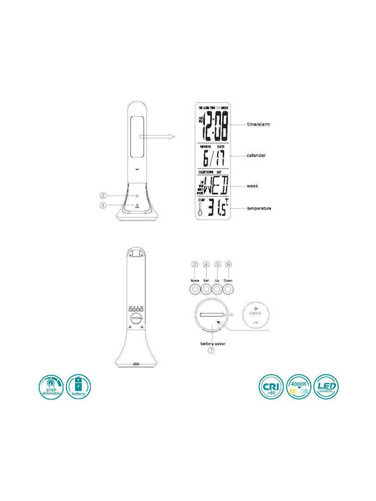 Trio Lighting Επαναφορτιζόμενο LED Φωτιστικό Γραφείου Αναδιπλούμενο Bluetooth σε Λευκό Χρώμα