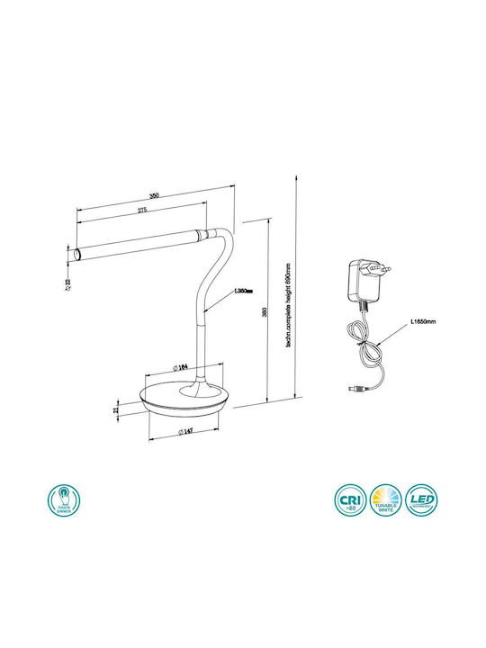 Trio Lighting Επιτραπέζιο LED Φωτιστικό Γραφείου σε Λευκό Χρώμα