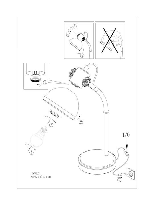 Eglo Office Lamp for Socket E27 in Black Color