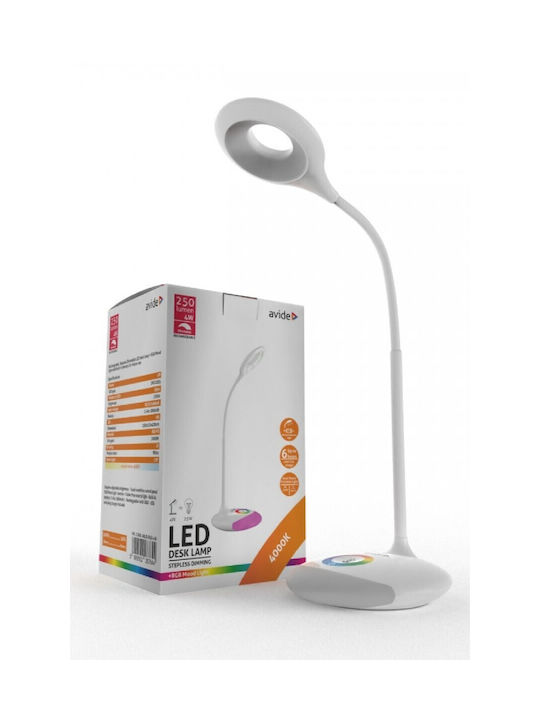 Avide ABLDLRGB-4W Rechargeable LED Office Lamp with Flexible Arm in White Color