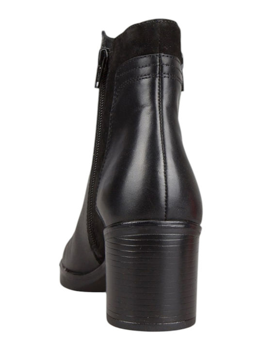 Leder Damen Stiefeletten Schwarz