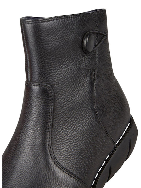 Leder Damen Stiefeletten Schwarz