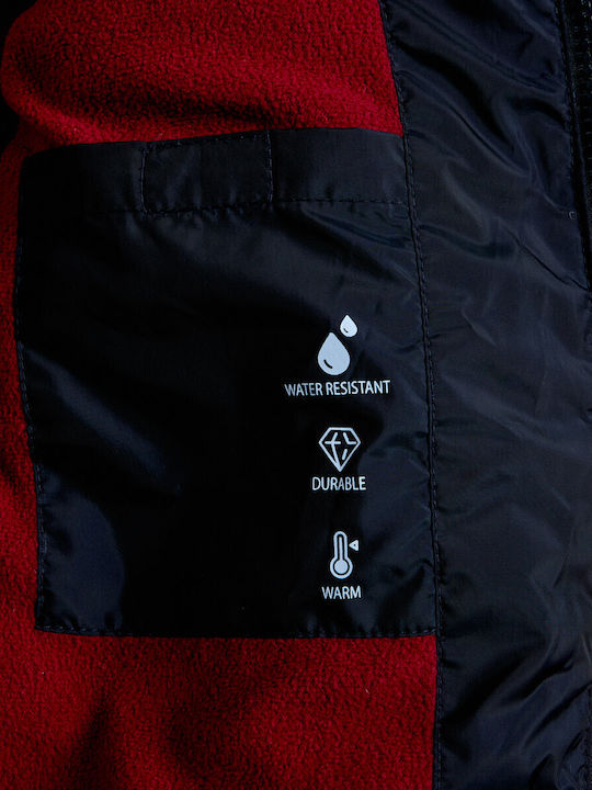 Waterproof Kids Casual Short Jacket with Lining and Hood Navy Blue