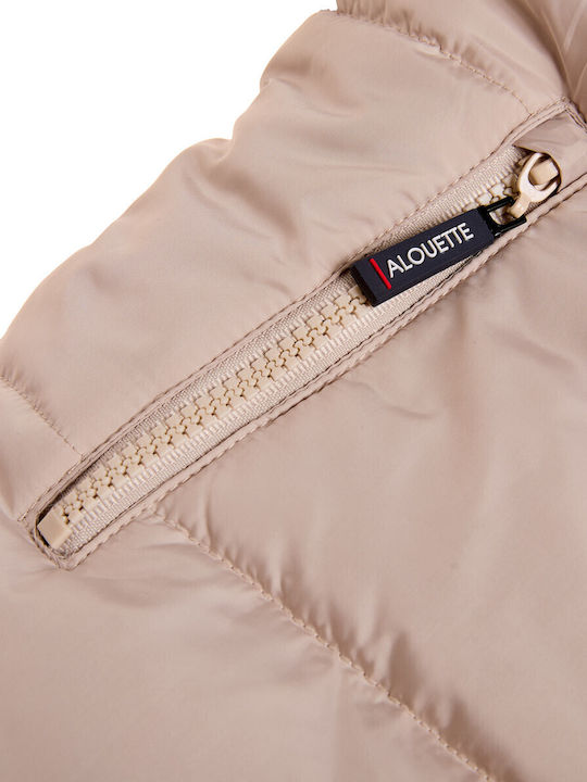 Waterproof Kids Casual Short Jacket with Lining and Hood Beige