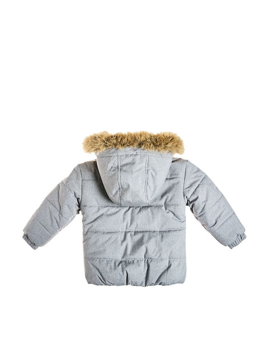 Kids Short Fur with Lining & Hood Grey