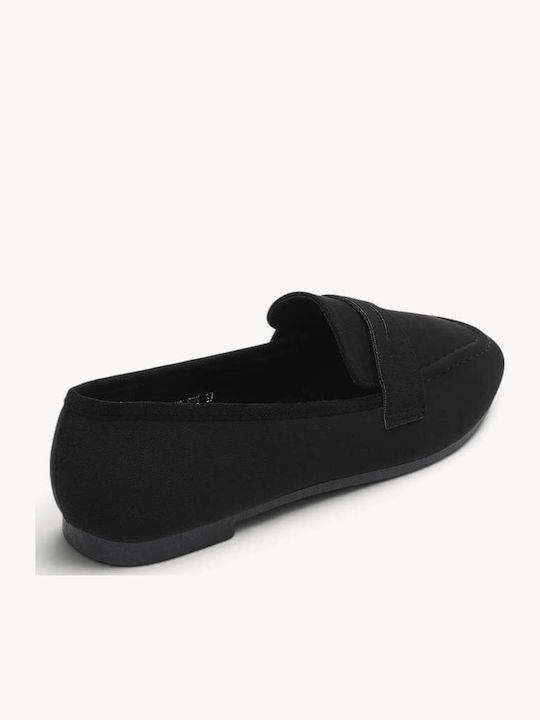Loafers Dama Negru Cu Textură Suede Detaliu Penny