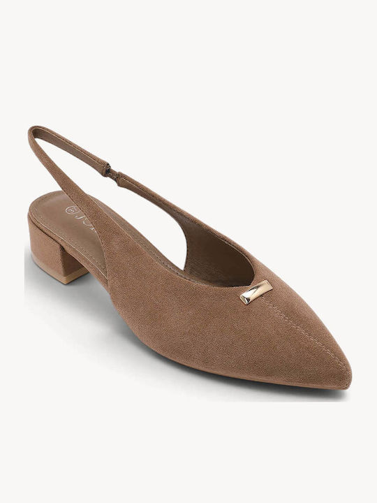 Beige Slingback Ballerinas Minimal Metallic Element