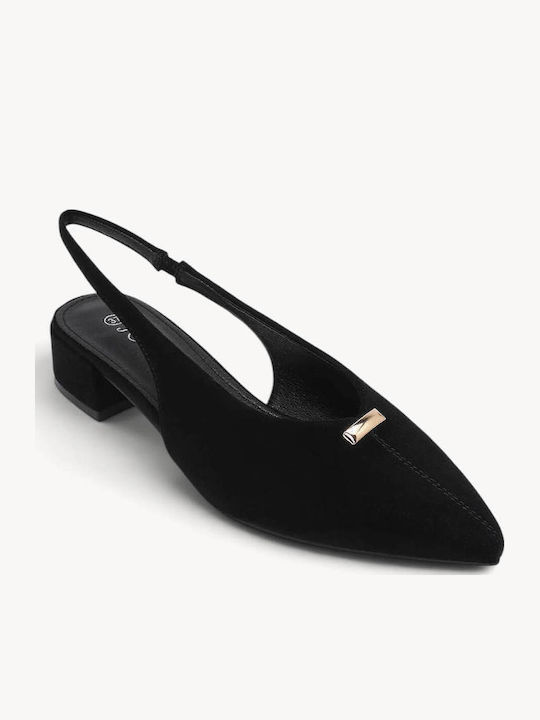Schwarze Slingback Damen Ballerinas Minimal Mit Metallischem Element