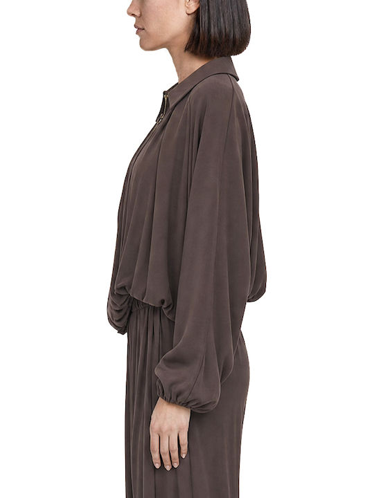 Langes Damenjacke für Winter Braun