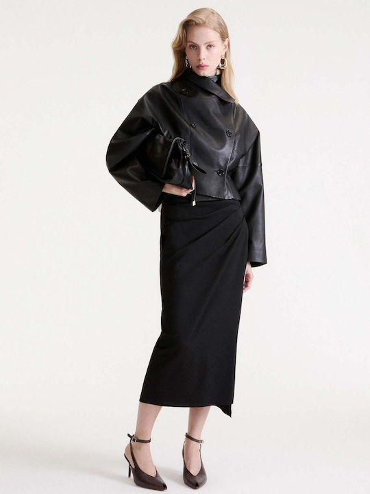 Women's Leather Jacket for Winter Black