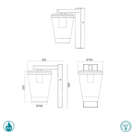 Trio Lighting Cavado Wall-Mounted Outdoor Lantern E27 IP44